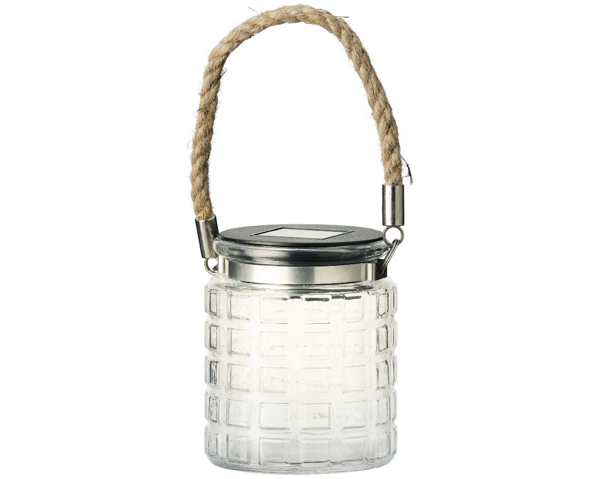 Lampada Solare Vaso Vetro con Corda H.9 Kaemingk - Illuminazione Elegante per Esterni con Design Raffinato Lampada Solare Vaso Vetro con Corda H.9 Kaemingk - Illuminazione Elegante per Esterni con Design Raffinato